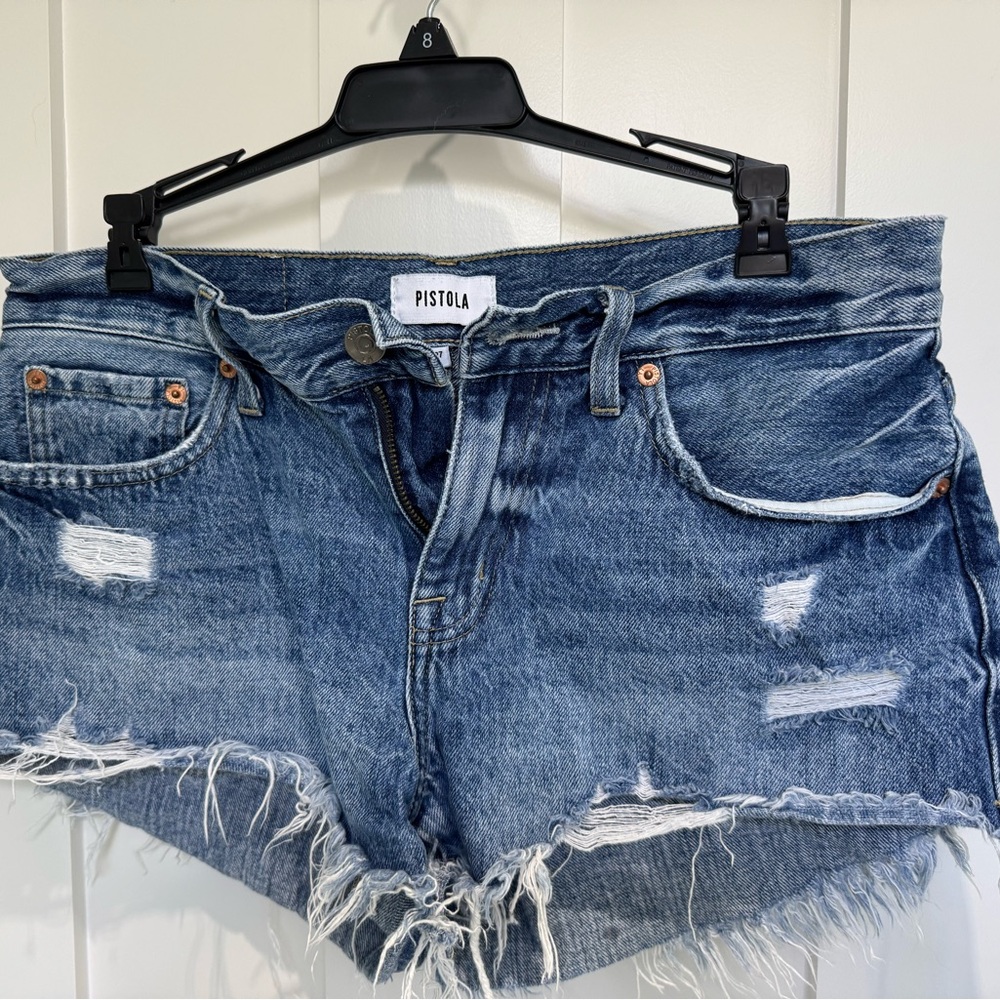 Pistola Blue Denim Frayed Jean Shorts size 27